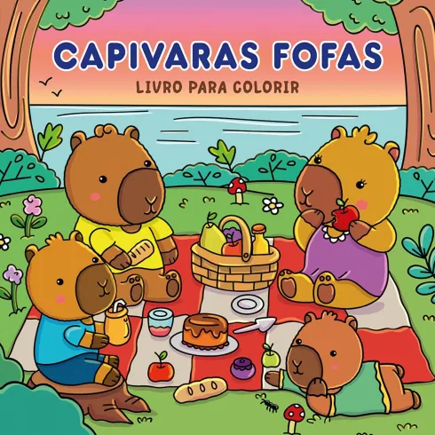 Capivaras Fofas - Livro de Colorir